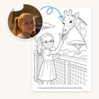 Links das Foto von Lina, rechts die Figur, die wir daraus zeichnen
