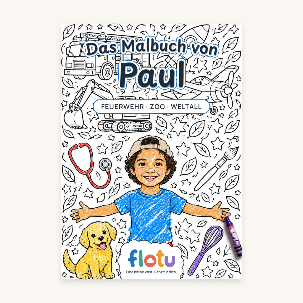 Das Cover des Malbuchs „Traumberufe“ mit dem Namen Paul