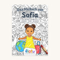 Das Cover des Malbuchs „Weltreise“ mit dem Namen Sofia
